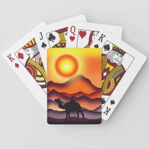 Camel At Sunset Desert Playing Cards