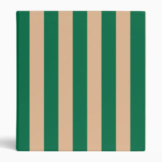 Camel Beige & Classic Green Stripe 3 Ring Binder