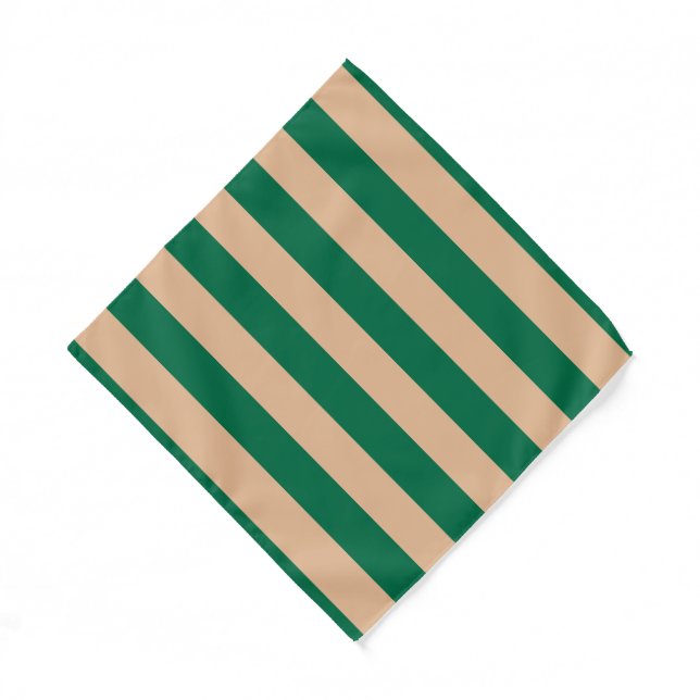 Camel Beige & Classic Green Stripe Bandana (Front)
