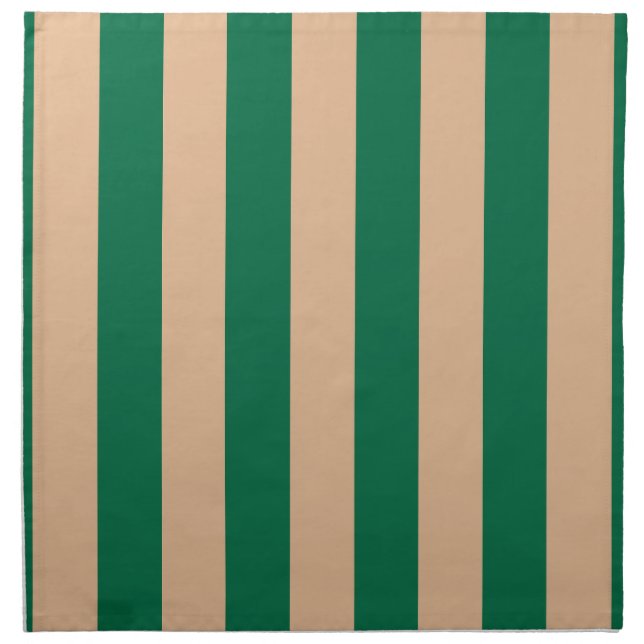 Camel Beige & Classic Green Stripe Cloth Napkin (Front)