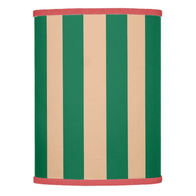Camel Beige & Classic Green Stripe Lamp Shade (Front)