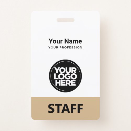 Camel Beige Employee Name Business Logo Qr Code Badge