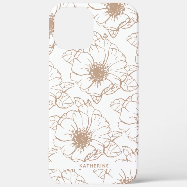 Camel | Boho Floral Pattern Personalized Case-Mate iPhone Case (Back)