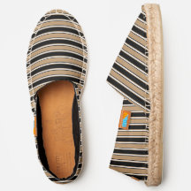 Camel Brown Black and White Thick and Thin Stripes
