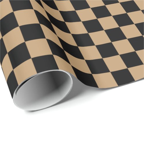 Camel BrownBlack Checkered Wrapping Paper