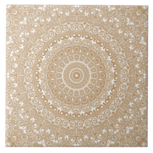 Camel Brown Mandala Pattern Design Ceramic Tile