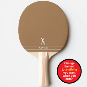 Camel Brown Monogrammed Ping Pong Paddle