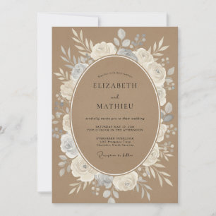 Camel Brown Organic Rustic Wedding Invitation