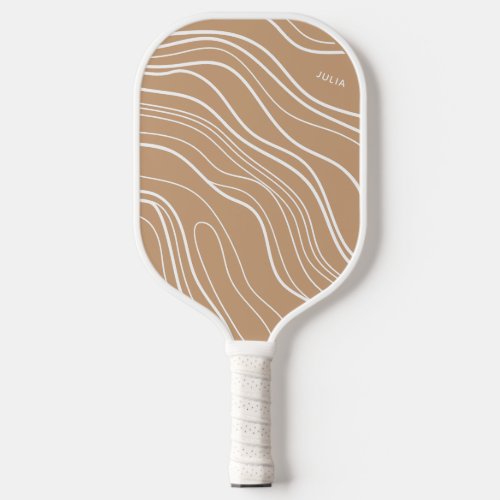 Camel Brown Wave Modern Personalized  Pickleball Paddle