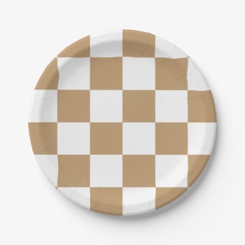 Camel Brown/white Checkered Paper Plates by MtotheFifthPower at Zazzle