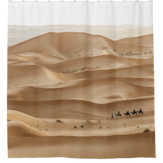 Camel caravan, Sahara sunset, Morocco Shower Curtain (Front)