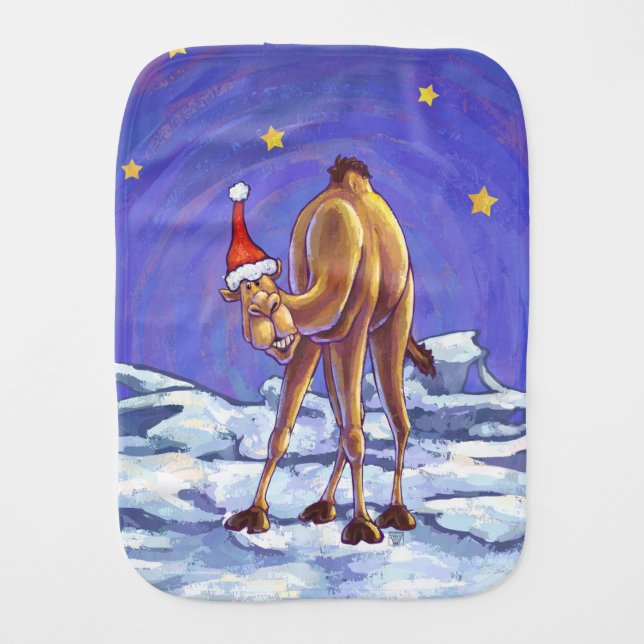 Camel Christmas Baby Burp Cloth (Front)