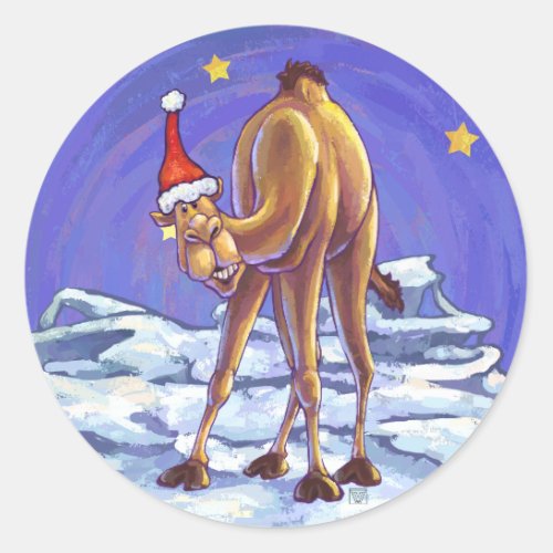 Camel Christmas Classic Round Sticker