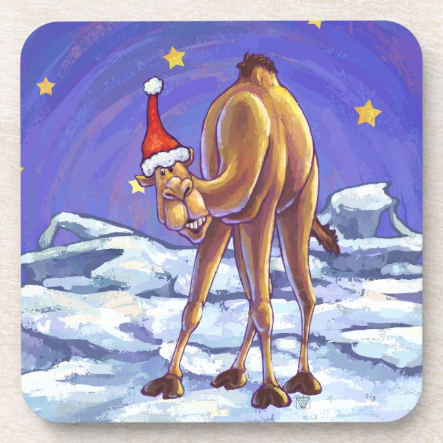 Camel Christmas Drink Coaster (Front)