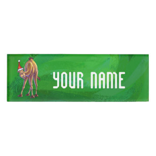 Camel Christmas On Green Name Tag