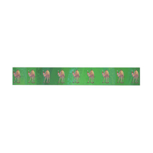 Camel Christmas On Green Wrap Around Address Label