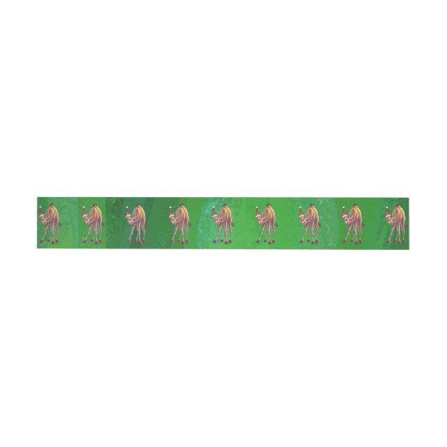 Camel Christmas On Green Wrap Around Address Label (Individual)
