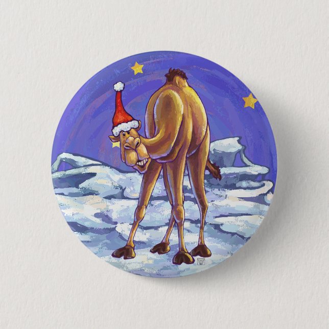 Camel Christmas Pinback Button (Front)