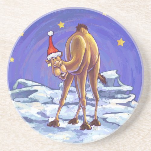 Camel Christmas Sandstone Coaster