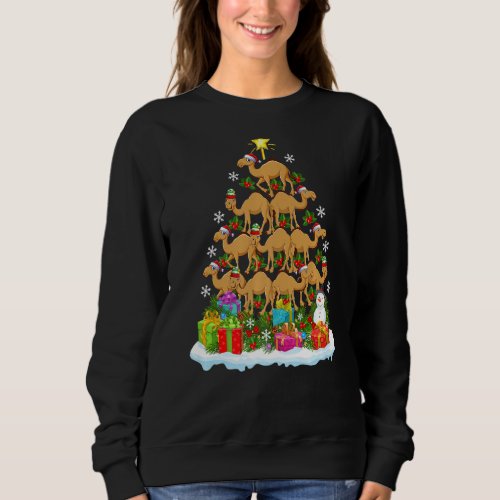 Camel Christmas Tree Lighting Santa Camel Xmas Sweatshirt