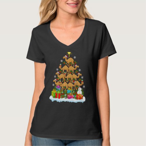Camel Christmas Tree Lighting Santa Camel Xmas T_Shirt