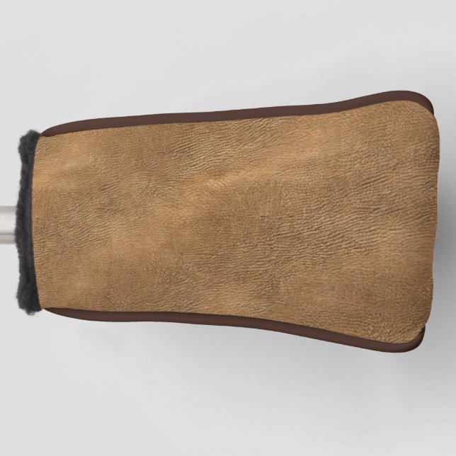 Camel-color leather background golf head cover (Front)