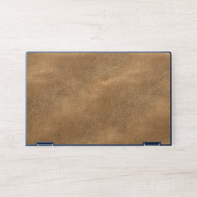 Camel-color leather background HP laptop skin (Front)