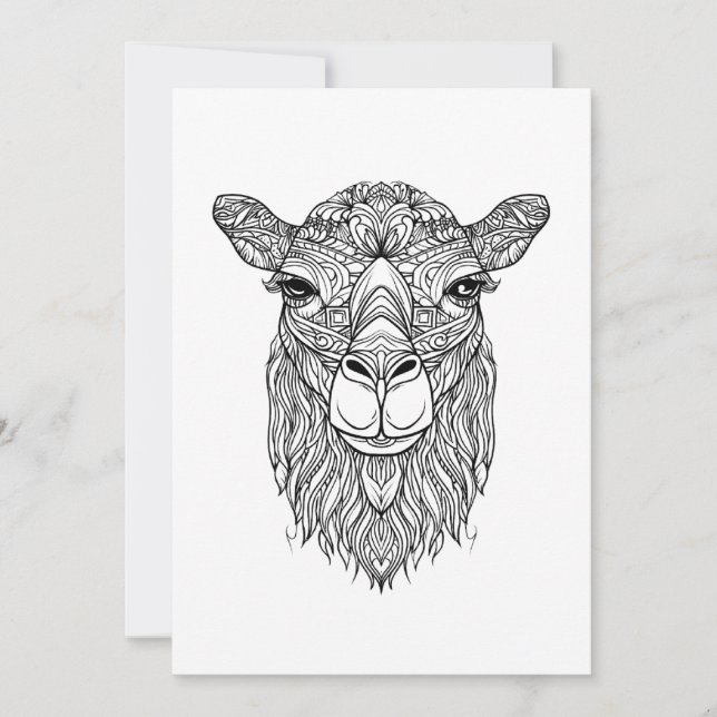Camel Coloring Card, Thinking of You Holiday Card (Front)