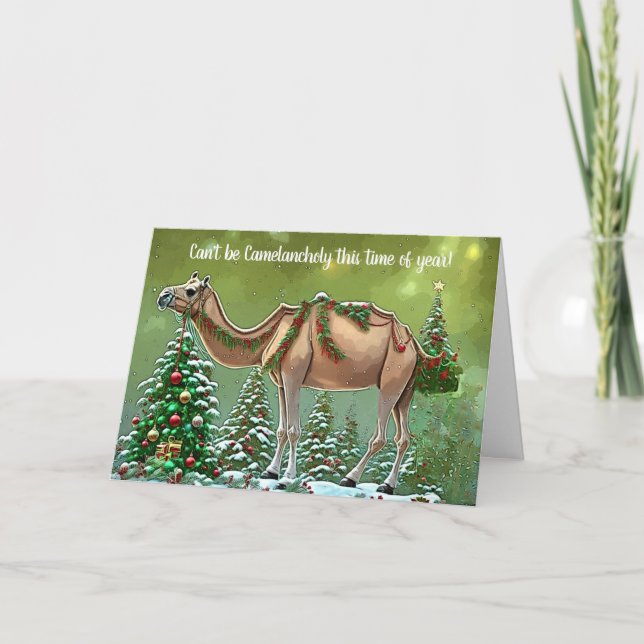 Camel Cute Christmas Holiday Pun Card (Front)