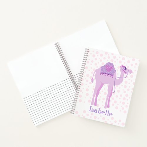 Camel cute whimsy girls named purple pink  notebook