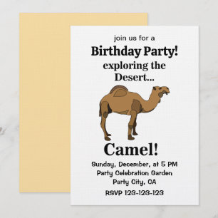 Camel Desert Animal Funny Birthday Party Invitation