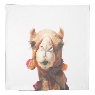 Camel desert animal portrait duvet cover