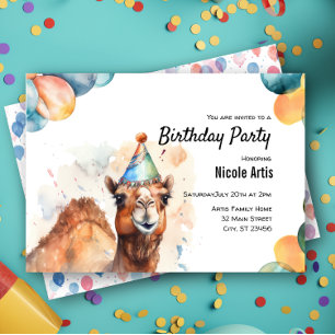 Camel Desert Safari Zoo Animal Birthday Party Invitation
