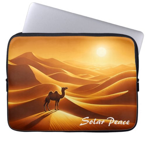 Camel desert sand sun yellow animal Egypt art Laptop Sleeve