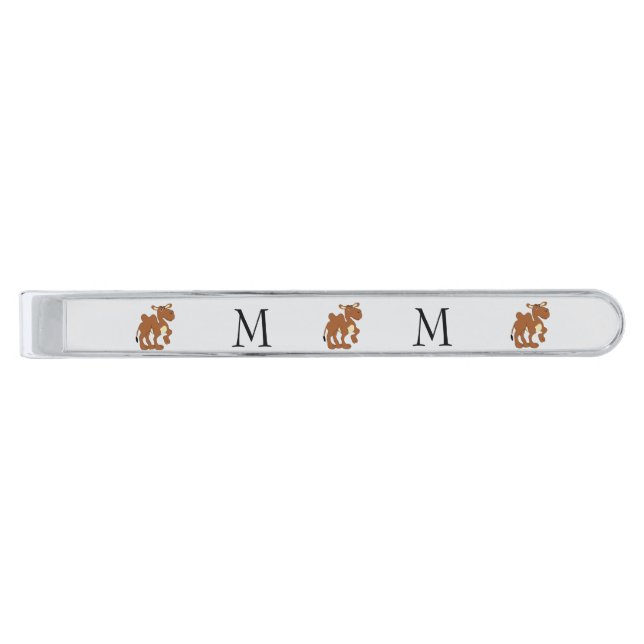Camel Design Monogrammed Silver Finish Tie Bar (Front)