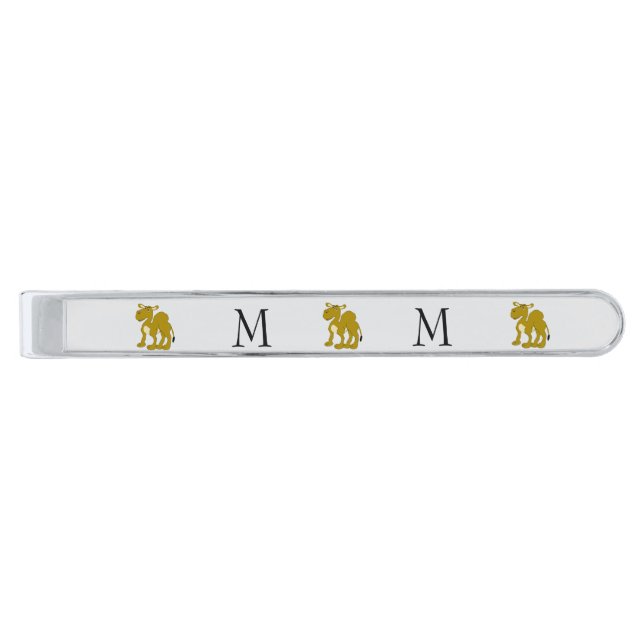 Camel Design Monogrammed Silver Finish Tie Bar (Front)