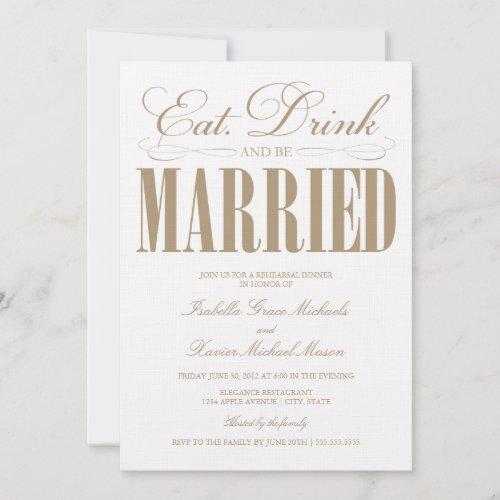 5 x 7 Eat, Drink &amp; Be Married | Rehearsal Dinner Personalized Invites
