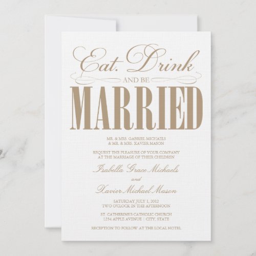 5 x 7 Eat, Drink &amp; Be Married | Wedding Invitation
