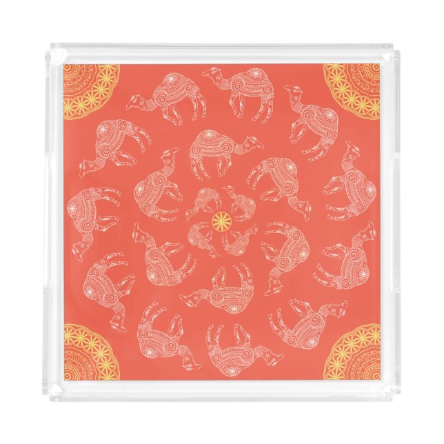 Camel Frame: Vintage Desert Map Acrylic Tray (Front)