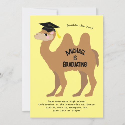 Camel Graduation Party Invitation Two Hump