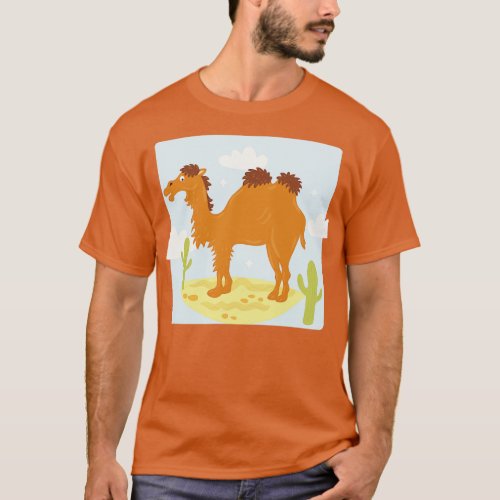 Camel Hand Drawn Illustration toon T_Shirt