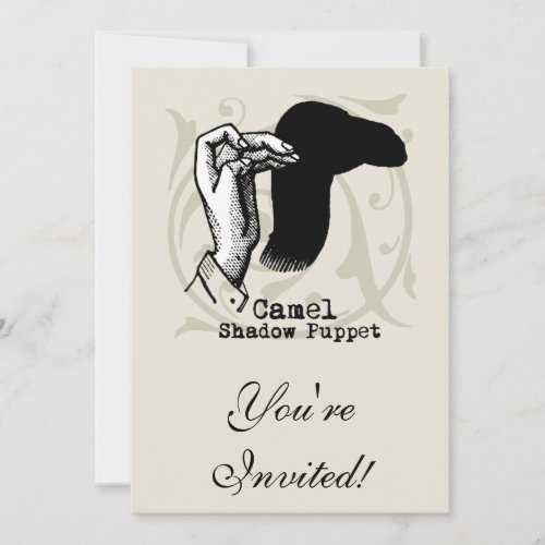 Camel Hand Puppet Shadow Games Vintage Invitation