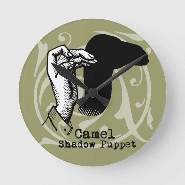 Camel Hand Puppet Shadow Games Vintage Round Clock (Front)