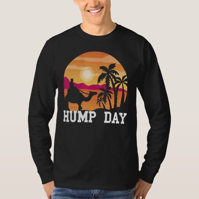 Camel Hump Day Traveller Palm Sunset Wednesday Wor T-Shirt (Front)