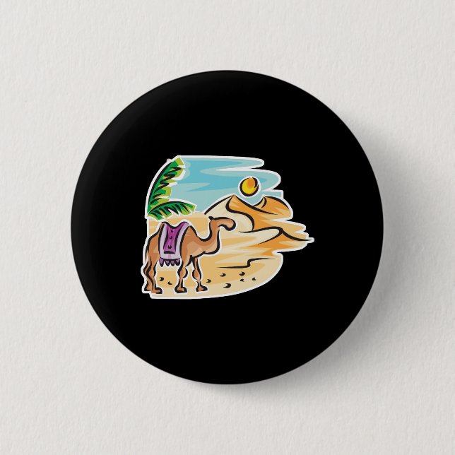 camel in desert scene pinback button (Front)