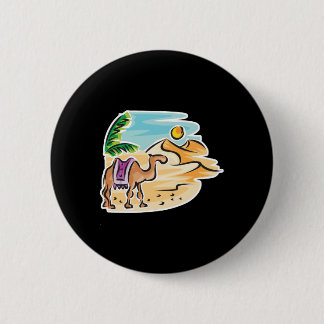 camel in desert scene pinback button