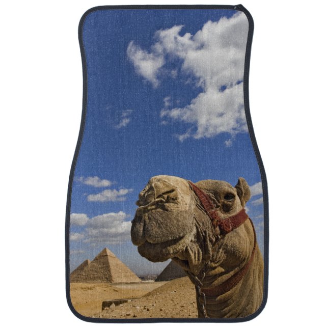 Camel in front of the pyramids of Giza, Egypt, Car Floor Mat (Front)