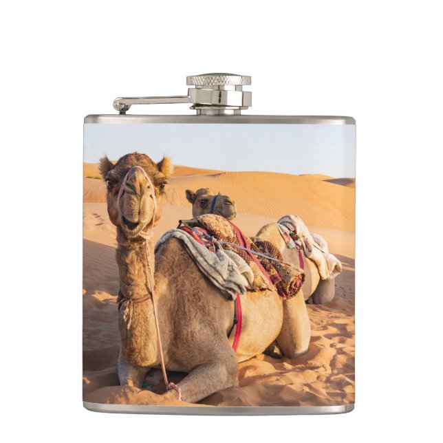 Camel in Oman desert Flask (Front)