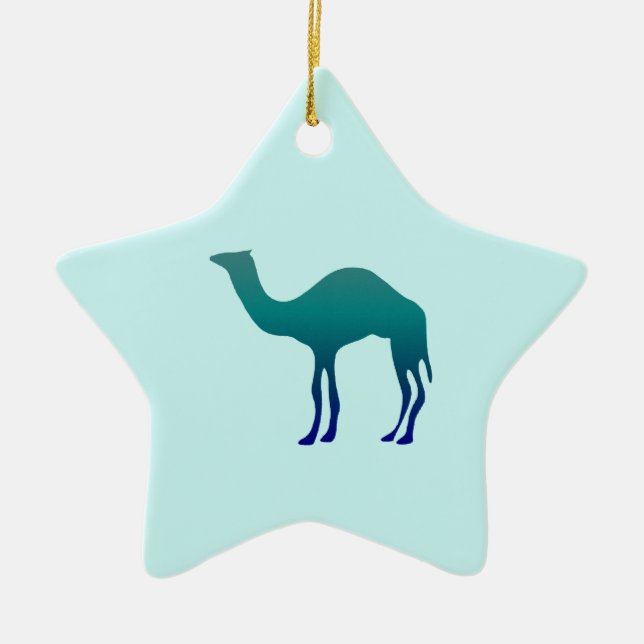 Camel in Teals Ceramic Ornament (Front)