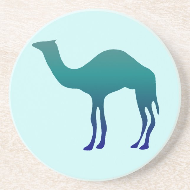Camel in Teals Sandstone Coaster (Front)